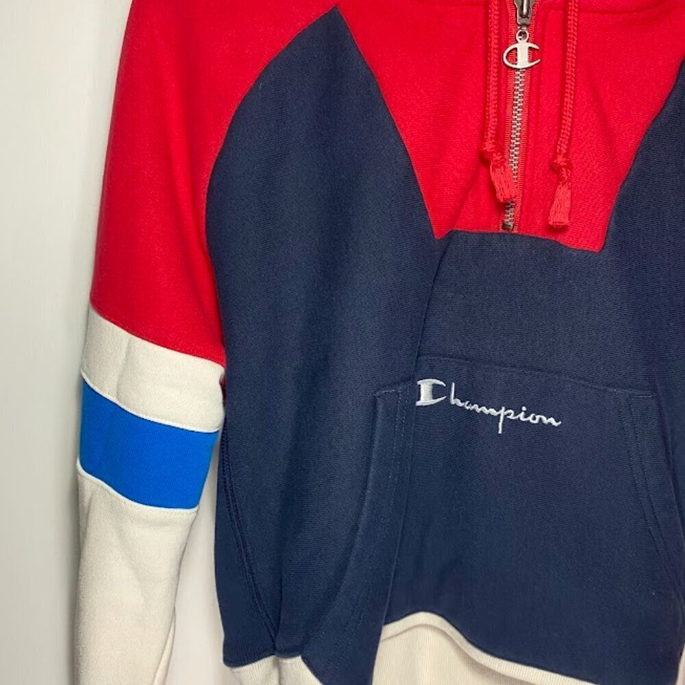 Champion Reverse Weave Red, White, and Blue Cropped Hoodie - Picture 2 of 6